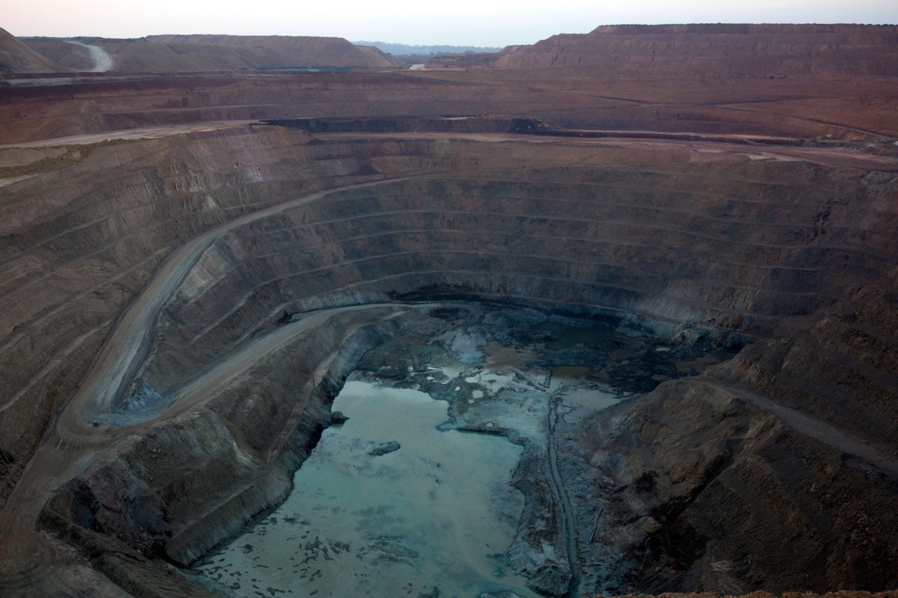 Aerial view of an open-pit copper mine in the Katanga Copperbelt