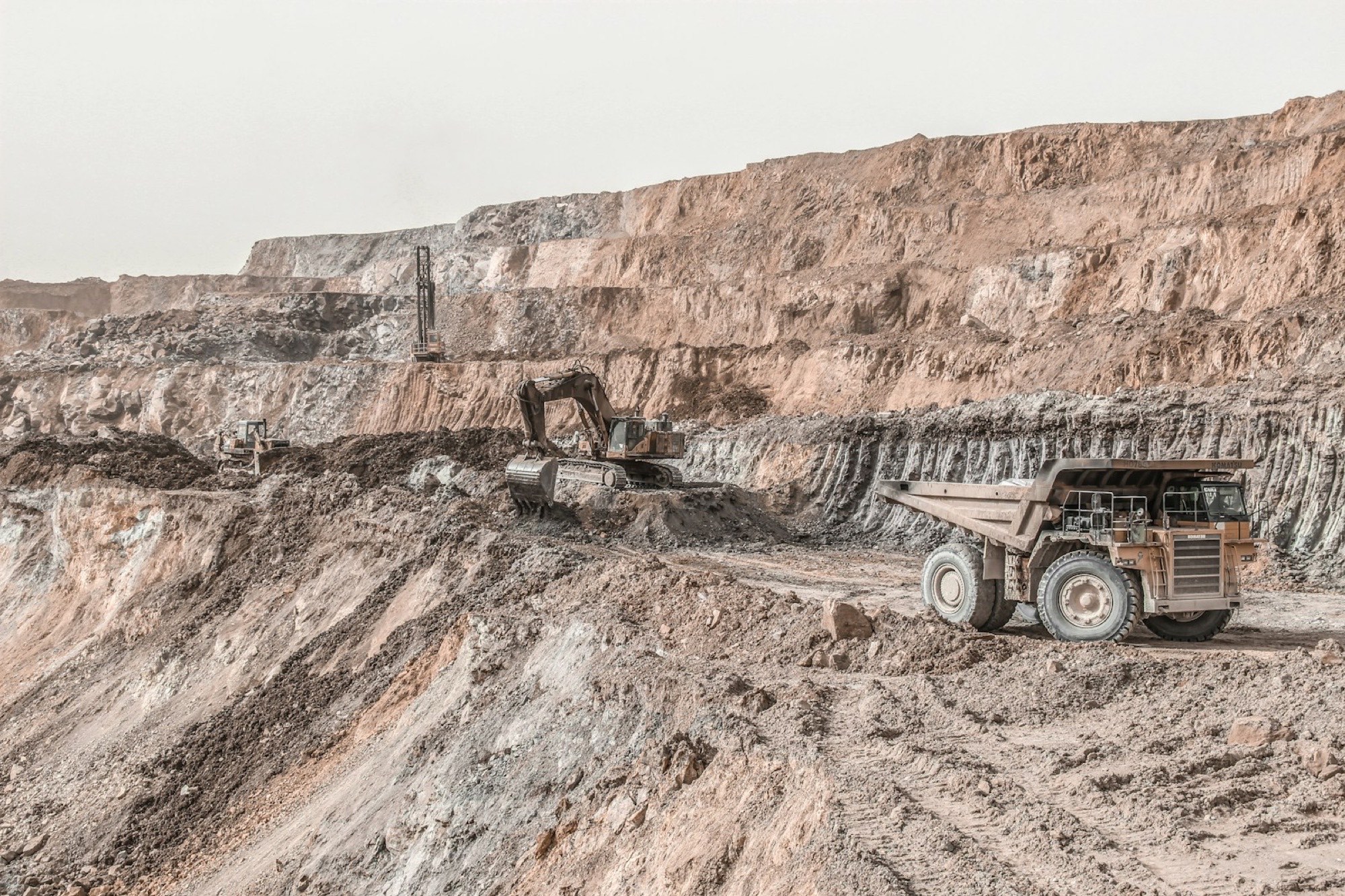 Open-pit copper mine terraces
